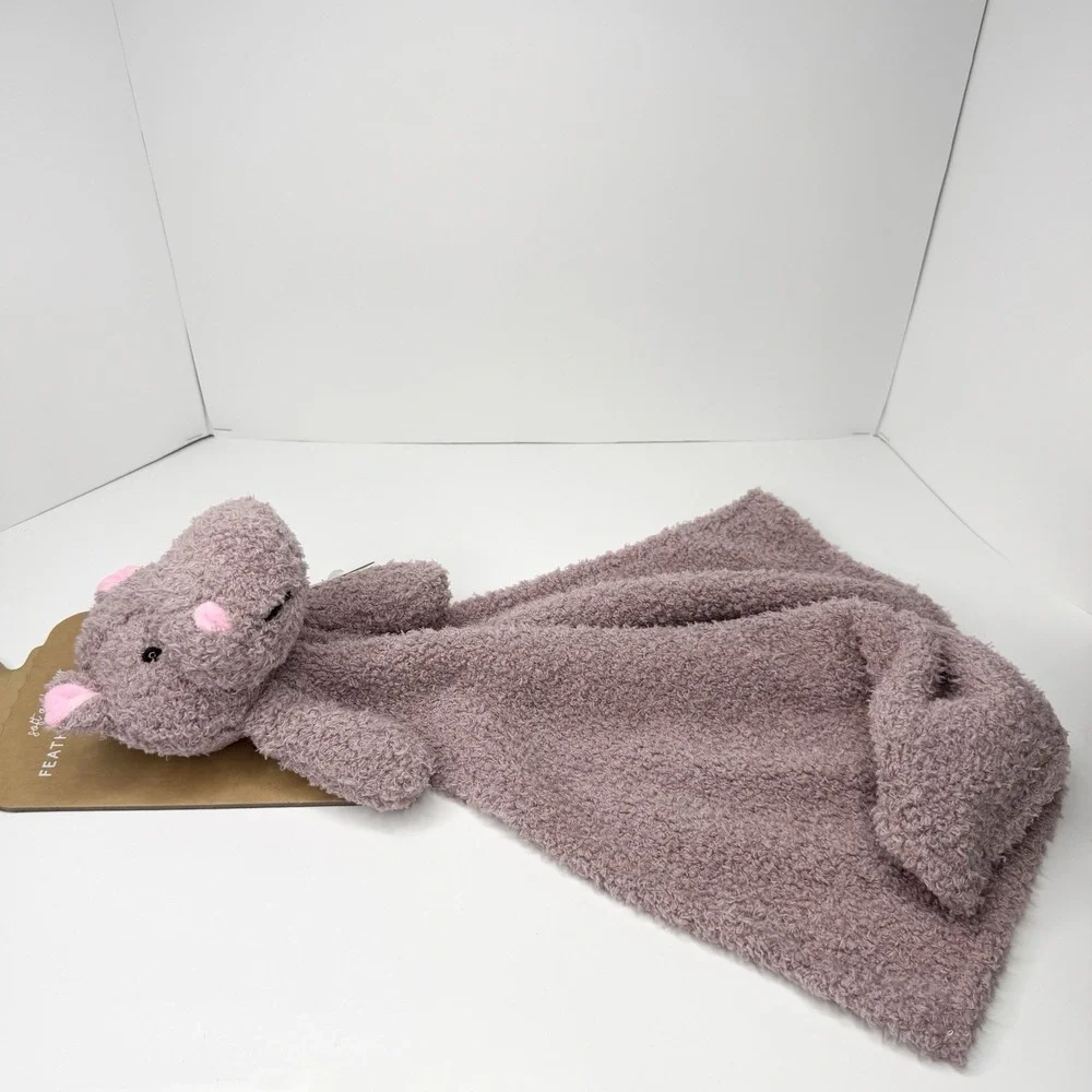 Levi & Emmie Feather Knit Hippo Plush Lovey Security Blanket Mauve